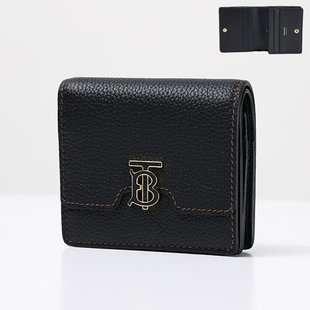巴宝莉双折徽标钱包折叠零钱包迷你钱包徽标皮革女士 BURBERRY