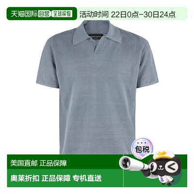 自营roberto collinaPique Stitch Denim Polo Shirt With Classi