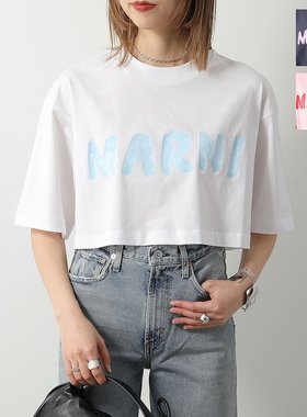 日本直邮MARNI T恤 THJE0301P1 USCS11 女士徽标 T 短袖圆领棉质