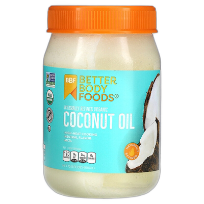香港直邮BetterBody Foods,天然精制有机椰子油，15.5 液量盎司（