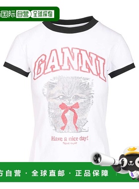 香港直邮GANNI 女士T恤 A1050030151 SS2026 白色 Printed T-shir