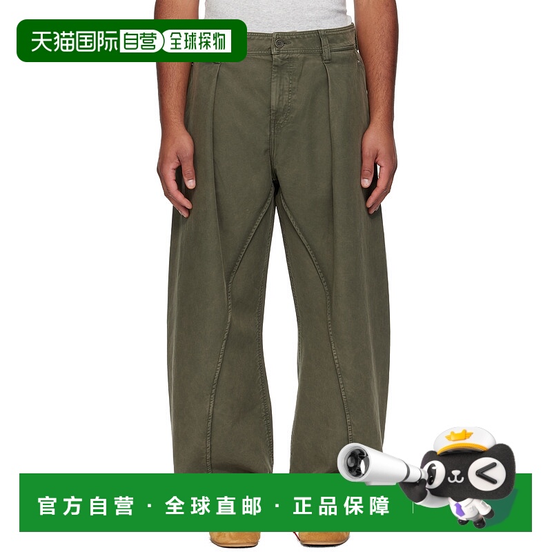 1h可退 香港直邮J.W. Anderson 男士 卡其色扭缝长裤 TR0423PG160