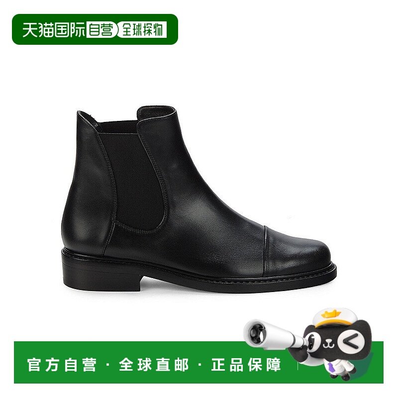 自营Stuart Weitzman戈壁切尔西靴女式黑色皮帽鞋头脚踝JOBB1016-