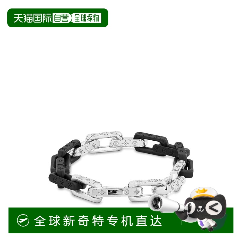 1h可退 欧洲直邮LV路易威登 男士黑色银色精钢手链正品时尚新款