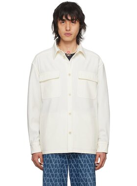 潮奢 Valentino 华伦天奴 男士 灰白色翻领衬衫 4V3CIN628EJ