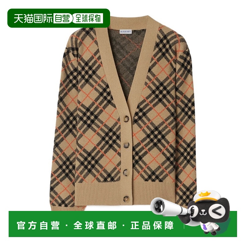 1h可退 香港直邮BURBERRY 女士针织毛衣 80986731 CO 棕色 格纹羊