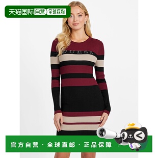 自营guessAmiri Striped Sweater Dress - jet black multi 美国