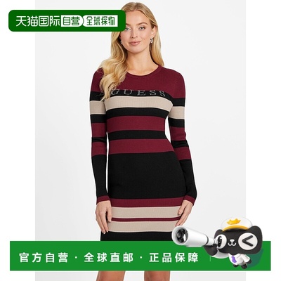 自营guessAmiri Striped Sweater Dress - jet black multi 美国
