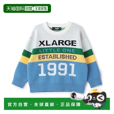 1h可退 日本直邮XLARGE KIDS 儿童 宽松彩色拼接针织套头衫 大log