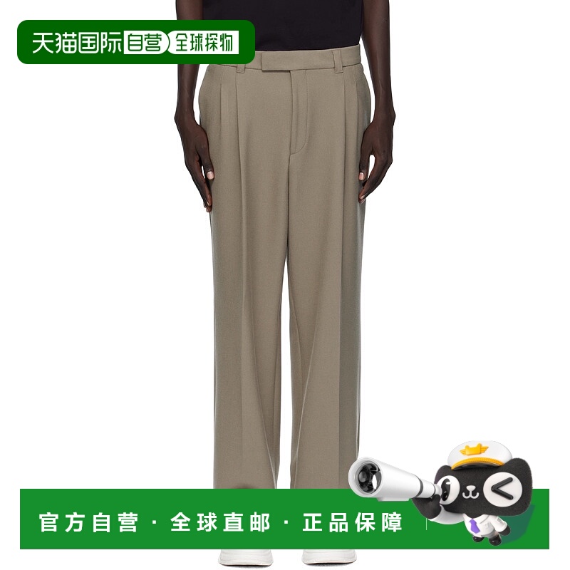 1h可退 香港直邮BOSS 波士 男士 灰褐色 Relaxed-Fit Double Plea