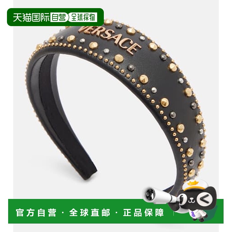 1h可退 香港直邮潮奢 Versace 范思哲 女士 徽标精饰皮革头带
