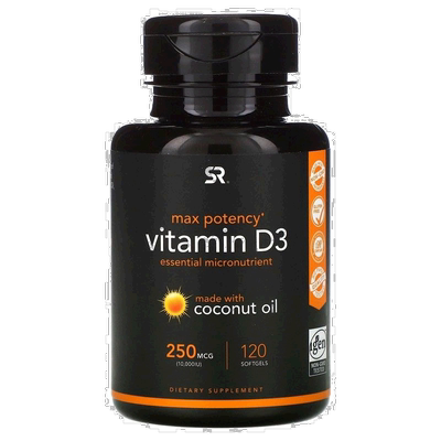 香港直发sports research维生素D3软胶囊含椰子油120粒活性补充剂