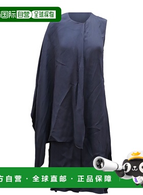 自营Adam Lippes Cape Dress in Navy Blue Viscose - blue 美国