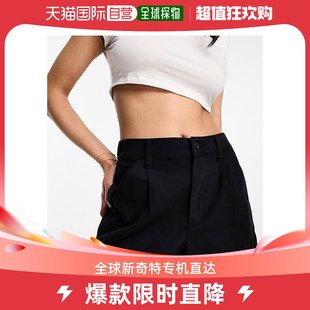 ASOS 香港直邮潮奢 女士设计斜纹棉短裤 黑色