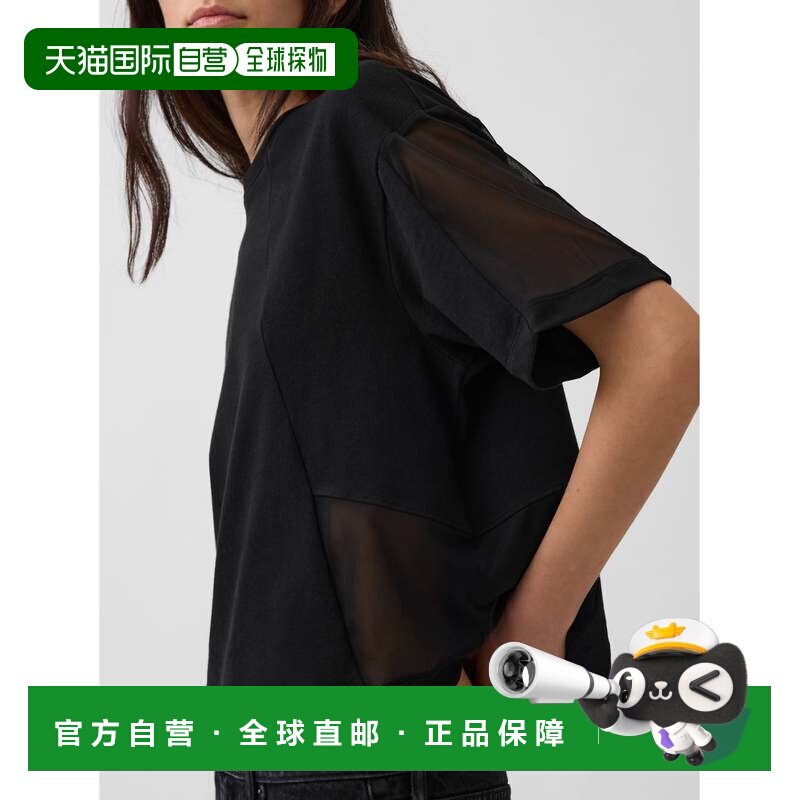 日本直邮GAP W 大廓形透视缝线 T 恤短袖图片