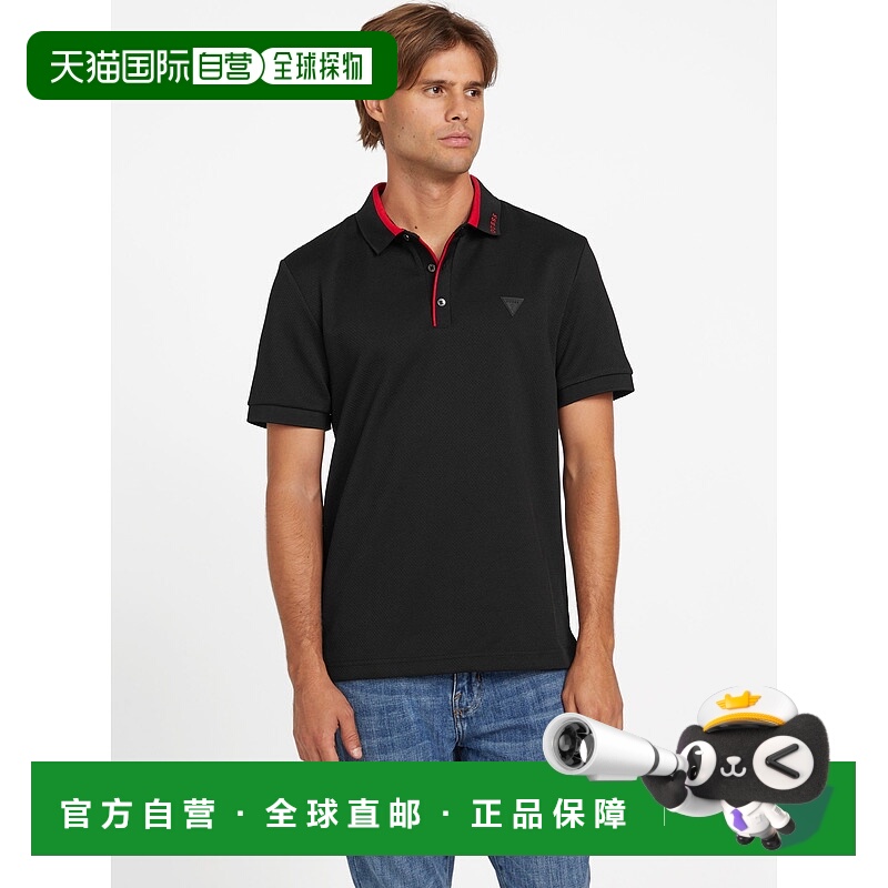 自营guessMilio Textured Polo - black 美国奥莱直发男装
