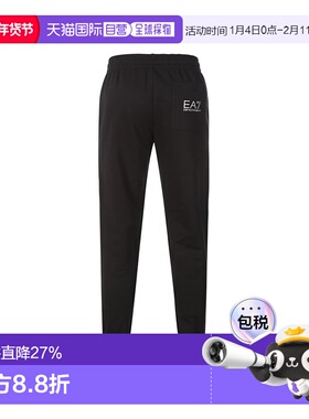 香港直邮Armani阿玛尼男士休闲裤黑色徽标印花束腿裤NPPC1PJ05Z