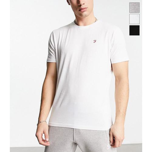 潮奢 Farah 男士 T恤灰与白T恤(三件套)(黑色)