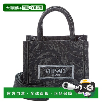 自营Versace Athena Barocco Mini Canvas Tote - black 美国奥莱