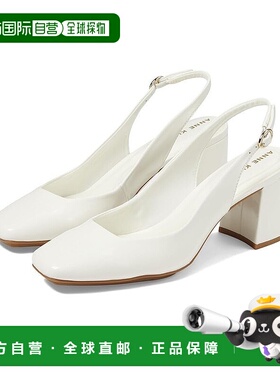 自营 Anne Klein Lizette Pump女式白色方趾块跟拖鞋VER227-白色