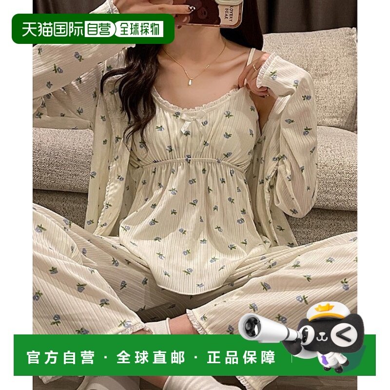 1h可退 日本直邮roomy 女装 小花图案 三件套睡衣组 1254013