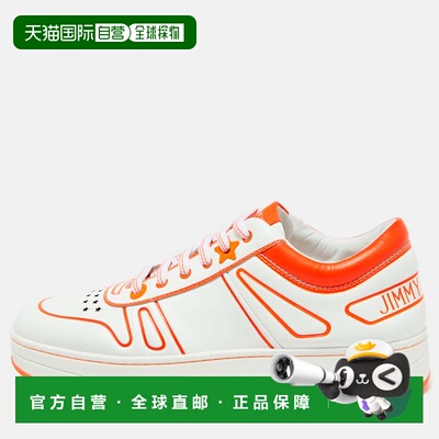 自营Jimmy Choo White/neon Orange Leather Hawaii/f Sneakers -