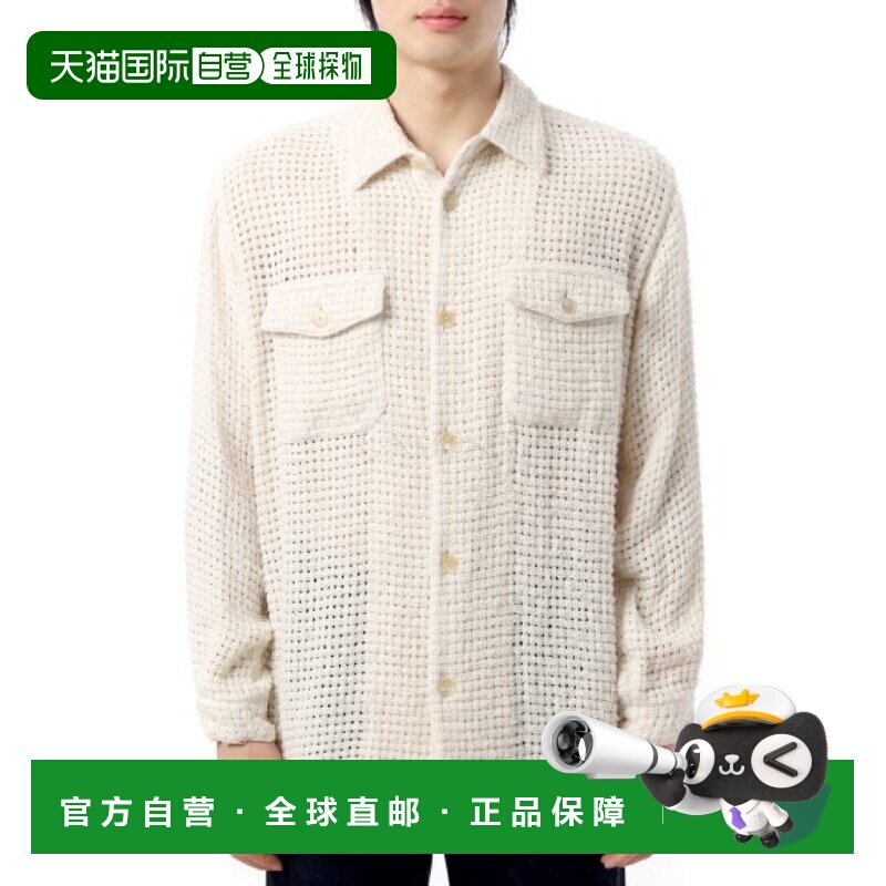 韩国直邮AURALEE自制夏季粗花呢网眼衬衫 白色 A24SS01HM 长袖衬