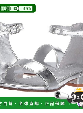 自营Nina Hidi-T女式凉鞋银色金属脚踝带块鞋跟RHS3940-银色 美国