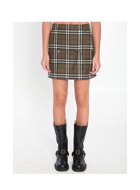 香港直邮BURBERRY 女士半身裙 8110911C3078 AW2025 绿色 Check-p