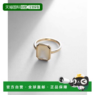 日潮跑腿COCOSHNIK 有色宝石(白珍珠贝)角方形戒指复古耳环贝母