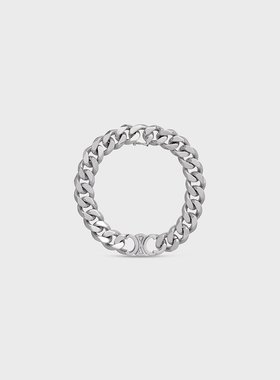 CELINE(思琳) 男士TRIOMPHE GOURMETTE铑银色饰面黄铜手链