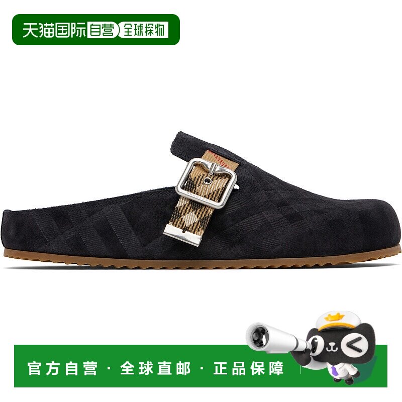 1h可退 香港直邮潮奢 Burberry 巴宝莉 男士 黑色 Check Suede Ur