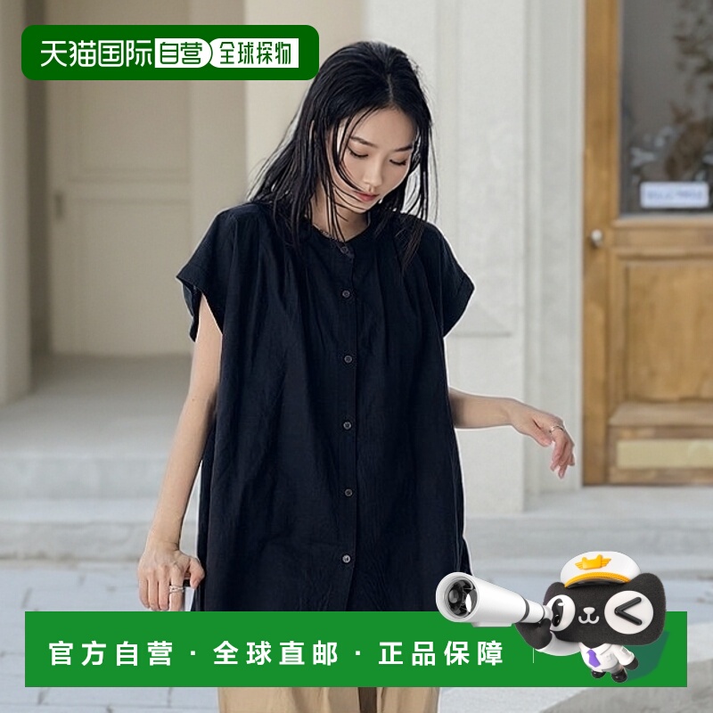 1h可退 日本直邮COEN 女士麻纱接触冷感法式袖褶皱衬衫 761560301