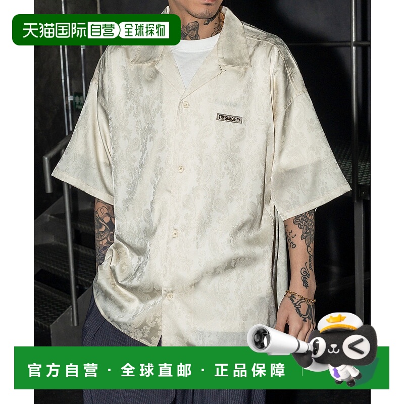 1h可退 日本直邮Subciety 男女同款佩斯利提花开领宽松衬衫 10522