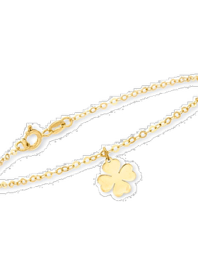 自营Ross-Simons 意大利 14kt 黄金 4 叶子三叶草魅力手链 - 8 英