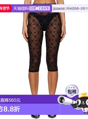 香港直邮Marine Serre 女士 黑色 Moonogram Mesh Flock 紧身短裤