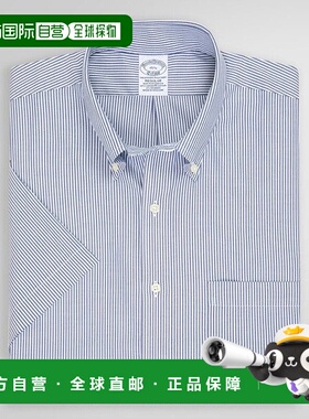 日本直邮Brooks 匹马棉弹力坎迪斯条纹短袖礼服衬衫 Regular Fit