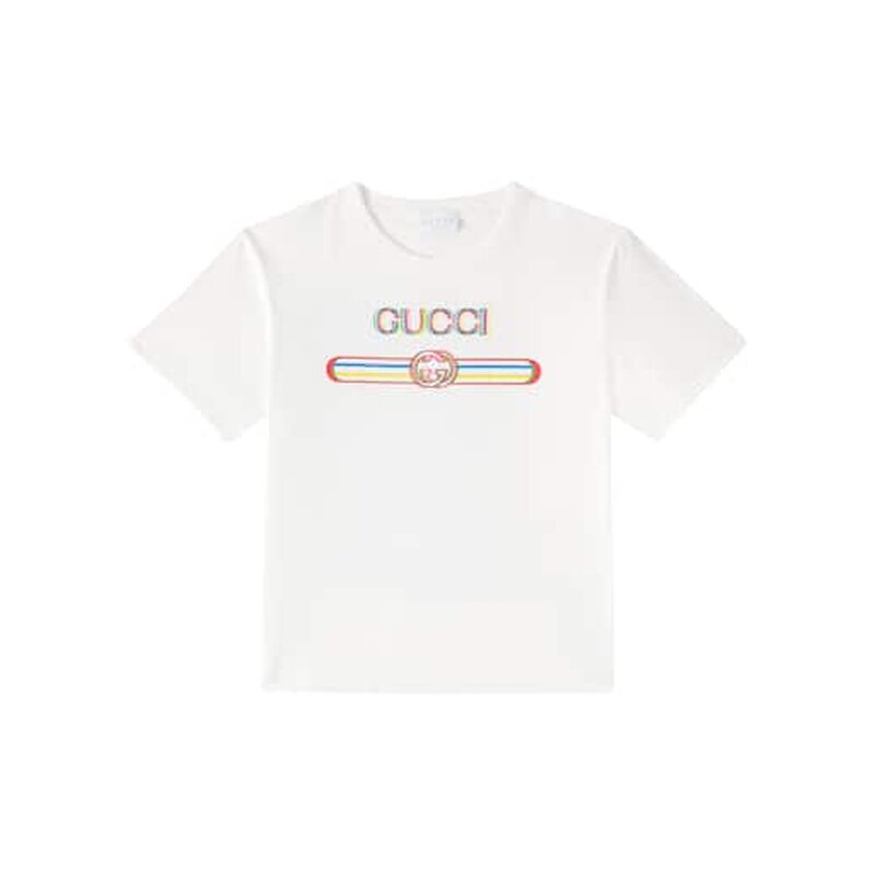 Gucci 古驰 男童 印花棉质针织T恤童装 white白色 舒适时尚