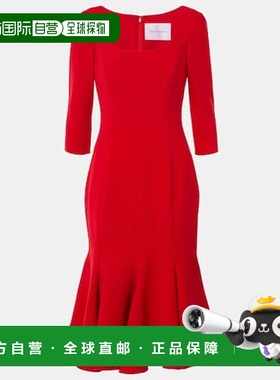 香港直邮CAROLINA HERRERA 女士 Cr&ecirc;pe 中长连衣裙鱼尾裙