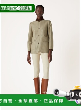 自营欧洲直邮Loro Piana 女士灰绿色初剪羊毛夹克