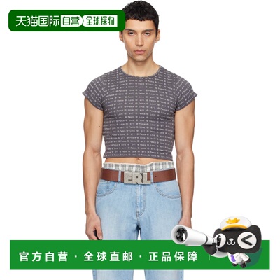 香港直邮潮奢 Erl 男士 灰色 Jacquard Baby T恤 ERL12T003BROWN