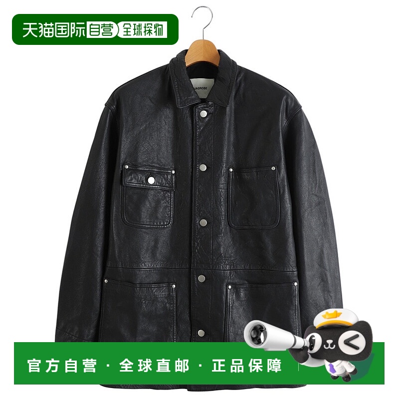 1h可退 日本直邮JAGROSE男装羊革夹克 仿皮风格设计 半拉链宽松版