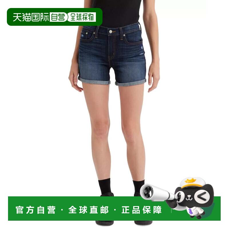 自营Levi's短裤女蓝色牛仔纯棉修身中腰五口袋PALL575-蓝色 美国