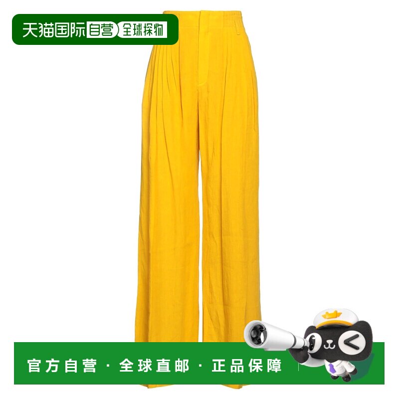 香港直邮Chloe 蔻依 女士 阔腿裤 yellow黄色 舒适时尚亚麻女装