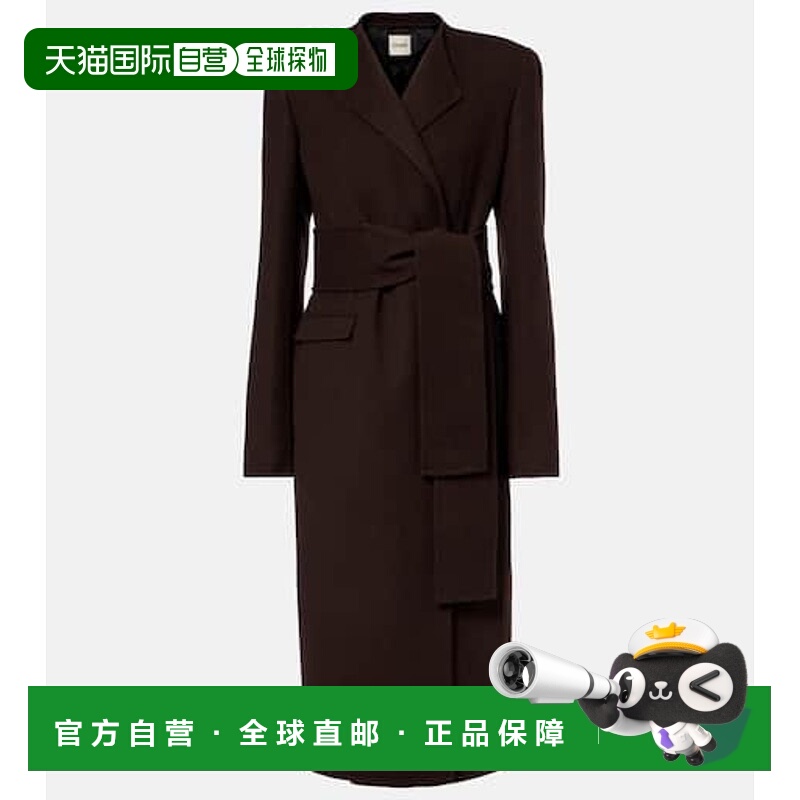 1h可退 香港直邮潮奢 KHAITE 女士 Jelson 羊毛裹式大衣 brown棕