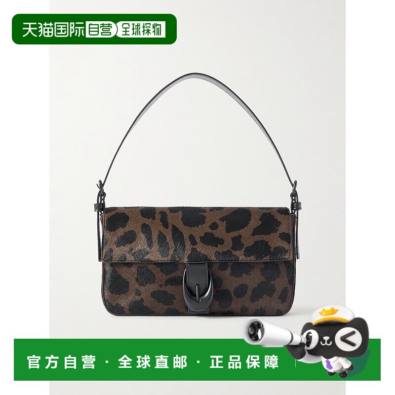 1h可退 香港直邮Staud 女士 Harlow 搭扣豹纹小牛毛肩包 H26R6003