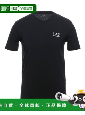 1h可退 香港直邮潮奢 Ea7 男士 基础款T恤 black黑色 舒适时尚