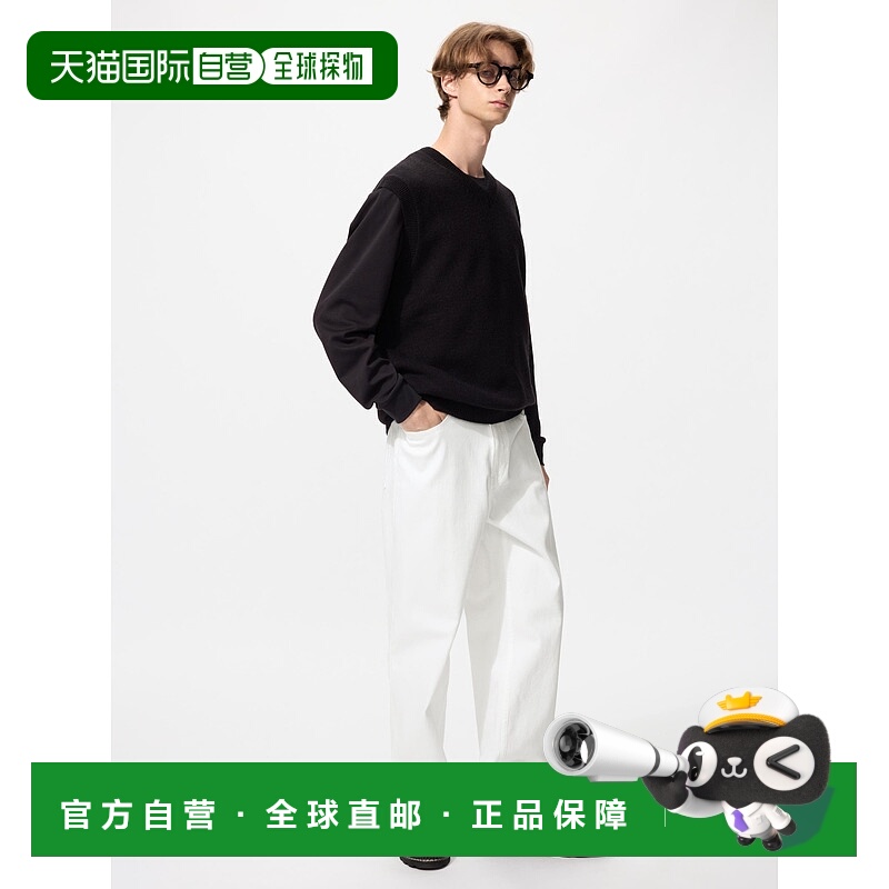 日潮跑腿UNIQLO优衣库 宽直筒牛仔裤/弹力 481436