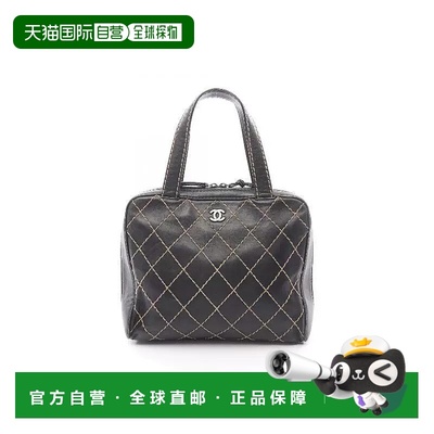 日本直邮中古Chanel香奈儿女包B级9新handbag手提包羊皮手提包黑