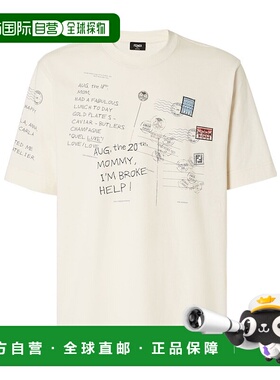 香港直邮FENDI 男士T恤 FY0936AV0GF1P2N AW2025 白色